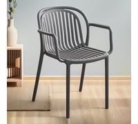 Chaise De Salle À Manger Moderne en Plastique Chaises De Jardin À Dossier Ajouré Chaise De Cuisine Empilables en Plastique Chaises D'appoint pour Salle À Manger Et Salon(A,with armrests)