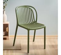 Chaise De Salle À Manger Moderne en Plastique Chaises De Jardin À Dossier Ajouré Chaise De Cuisine Empilables en Plastique Chaises D'appoint pour Salle À Manger Et Salon(Groen,Without armrests)