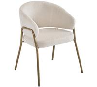 Chaise de Salle à Manger Moderne en tissu de sherpa avec Accoudoirs et Dossier Ergonomique, Pieds en Métal, rembourré Chaises, Blanc