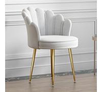 Chaise de salle à manger moderne en velours rose avec dossier pétale et pieds en métal Chaise de bureau élégante Fauteuil de loisirs Chaise crapaud Hauteur d'assise 47 cm Jaune