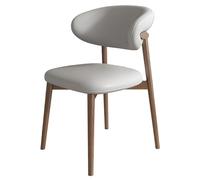 Chaise de salle à manger moderne sans accoudoirs du milieu du siècle - Siège ergonomique en similicuir beige, pieds élégants en bois de chêne, parfait pour la cuisine et le restaurant, design