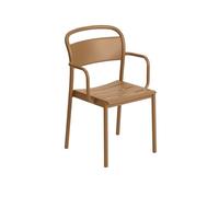 Chaise de Salle à Manger Muuto Linear en Acier avec Accoudoirs, Orange Brûlé