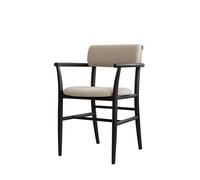 Chaise de Salle à Manger Nama avec Accoudoirs , Café Noir/lin