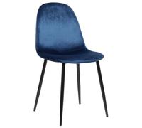 CLP Chaise salle à manger Napier – Rembourrée, dossier & structure métallique, velours bleu, 150 kg