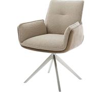 Chaise-pivotante Nela-Flex microvelours boue pied croisé large acier inoxydable brossé pivotement sur 360° fonction bascule