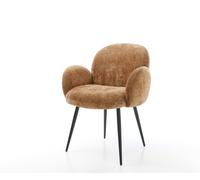 Chaise-de-salle-à-manger Nube-Flex avec accoudoirs chenille rouille 4 pieds coniques noir ressorts ensachés