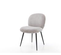 Chaise-de-salle-à-manger Nube-Flex côtelé gris argenté 4 pieds coniques noir ressorts ensachés