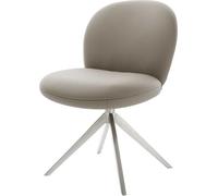 Chaise-pivotante Nube-Flex cuir de vache couleur boue pied croisé large acier inoxydable brossé pivotement sur 360° fonction bascule ressorts ensachés