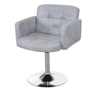 Chaise de salle à manger Orlando, pivotante, imitation daim, chrome gris vintage