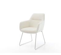 Chaise-de-salle-à-manger Pejo-Flex bou lanc pied trapèze acier inoxydable brossé ressorts ensachés