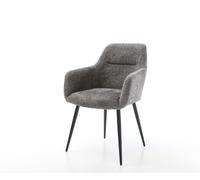 Chaise-de-salle-à-manger Pejo-Flex bouclé gris 4 pieds coniques noir ressorts ensachés