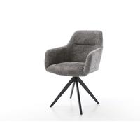 Chaise-de-salle-à-manger Pejo-Flex bouclé gris pied croisé angulaire noir ressorts ensachés