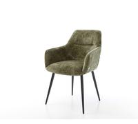 Chaise-de-salle-à-manger Pejo-Flex chenille olive 4 pieds coniques noir ressorts ensachés