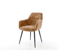 Chaise-de-salle-à-manger Pejo-Flex chenille rouille 4 pieds coniques noir ressorts ensachés