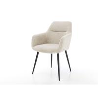 Chaise-de-salle-à-manger Pejo-Flex côtelé beige vintage 4 pieds coniques noir ressorts ensachés