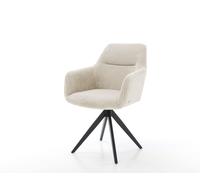 Chaise-de-salle-à-manger Pejo-Flex côtelé beige vintage pied croisé angulaire noir ressorts ensachés