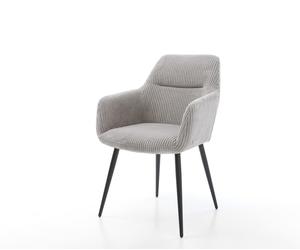 Chaise-de-salle-à-manger Pejo-Flex côtelé gris argenté 4 pieds coniques noir ressorts ensachés
