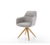 Chaise-de-salle-à-manger Pejo-Flex côtelé gris argenté pied en bois angulaire naturel ressorts ensachés