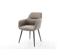 Chaise-de-salle-à-manger Pejo-Flex cuir de vache couleur boue 4 pieds coniques noir ressorts ensachés