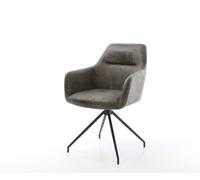 Chaise-de-salle-à-manger Pejo-Flex microvelours gris antique pied croisé conique noir ressorts ensachés