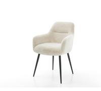 Chaise-de-salle-à-manger Pejo-Flex peluche crème-blanc 4 pieds coniques noir resorts ensachés