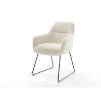 Chaise-de-salle-à-manger Pejo-Flex peluche crème-blanc pied trapèze noir resorts ensachés