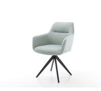 Chaise-de-salle-à-manger Pejo-Flex rayures Vert menthe pied croisé angulaire noir ressorts ensachés
