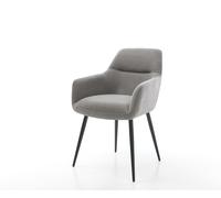 Chaise-de-salle-à-manger Pejo-Flex tissu structuré doux gris 4 pieds coniques noir resorts ensachés