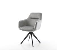 Chaise-de-salle-à-manger Pejo-Flex velours gris pied croisé angulaire noir ressorts ensachés