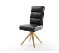 Chaise-de-salle-à-manger Pela-Flex cuir de vache noir pied en bois angulaire naturel ressorts ensachés