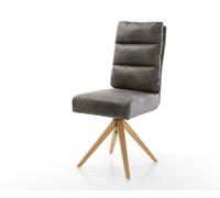 Chaise-de-salle-à-manger Pela-Flex microvelours gris antique pied en bois angulaire naturel ressorts ensachés
