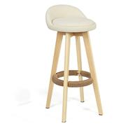 Chaise de salle à manger pivotant PU Seat Family Tabouret Bar tabouret Bar Tabouret Natural en bois massif Perges Vintage High Tabouret pour Pub Café Roard Roard Restaurant Bar Chaise Max. Chargez