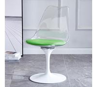Chaise de salle à manger pivotante avec assise en acrylique et coussin en cuir PU - Design sans accoudoirs pour cuisine, bar, chambre à coucher, maquillage, salon - Base noire confortable