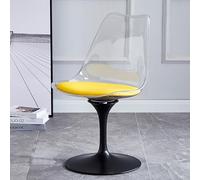 Chaise de salle à manger pivotante avec assise en acrylique et coussin en cuir PU - Design sans accoudoirs pour cuisine, bar, chambre à coucher, salon - Chaise de bureau avec base noire