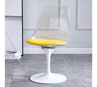 Chaise de salle à manger pivotante avec assise en acrylique et coussin en cuir PU, design sans accoudoirs pour cuisine, bar, chambre à coucher, salon - Chaise de bureau avec base noire