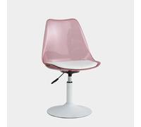 Chaise de salle à manger pivotante en acrylique tulipe avec dossier en polypropylène et coussin en polyuréthane, hauteur réglable, design pivotant à 360 °, base ronde blanche, supporte jusqu'à 158,8