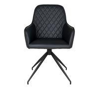 Chaise de salle à manger pivotante en cuir synthétique noir avec pieds noirs House Nordic