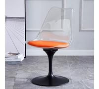 Chaise de salle à manger pivotante en forme de tulipe avec assise en acrylique et coussin en cuir PU, design sans accoudoirs pour cuisine, bureau, chambre et salon