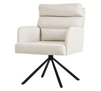 Chaise de Salle à Manger Pivotante ML-Design, Beige, Polyester, Chaise Rembourrée, Accoudoirs, Dossier Amovible, Fauteuil Salon Cuisine
