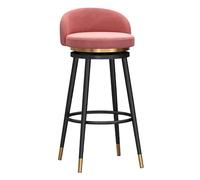 Chaise de Salle à Manger pivotante Moderne en Velours, Assise capitonnée à Dossier Bas et Pieds en métal Noir, Tabouret de Bar pour Salle à Manger ou Salon