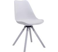 CLP Chaise Visiteur Design Retro TROYES Rond- Chaise de Salle à Manger Rembourré Revêtement en Similicuir Piétement en Bois Forme Ronde - Assis, Couleur:Blanc, Couleur du Cadre:Blanc