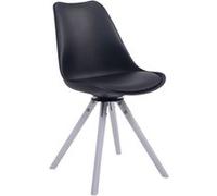 Chaise de salle à manger pivotante Troyes Similicuir pieds en forme ronde , Noir /Blanc Piètement Blanc G