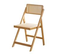 Chaise de salle à manger pliable en résine et bambou avec dossier - Tabouret moderne sans accoudoirs pour salon, chambre à coucher, jardin, balcon (1 pièce, naturel)