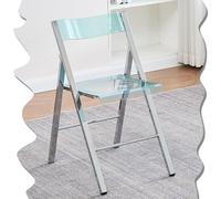 Chaise de salle à manger pliante en acrylique transparent empilable Chaise de jardin moderne transparente Chaise de salon élégante verte Chaise de coiffeuse pour usage domestique