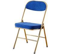 Chaise de salle à manger pliante rétro en velours côtelé avec coussin épais pouvant supporter 150 kg Bleu élégant portable et confortable Idéal pour la maison et l'extérieur (82 x 43 x 46 cm)