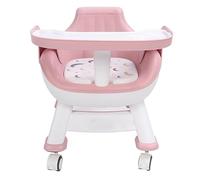 Chaise de Salle à Manger pour bébé à Roulettes, Multifonctionnelle, Coussin Grinçant, Dossier en Forme de U (Rose)
