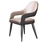 Chaise de salle à manger rembourrée en cuir synthétique avec accoudoirs, chaise de cuisine moderne du milieu du siècle avec pieds en métal, fauteuil de bureau confortable for restaurant(Gray-1)