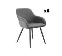tectake® Lot de 6 Chaises de Salle à Manger rembourrées modernes Chaise Velours côtelé Fauteuil salon Chaise Scandinave Pieds en Acier Élégant avec Accoudoirs Chaise pour coiffeuse, chambre, coiffeuse