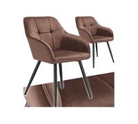 tectake® Lot de 2 Chaises de Salle à Manger rembourrées Modernes Chaise Velours satiné Fauteuil Salon Chaise Scandinave Pieds en Acier Chaises pour Coiffeuse, Chambre, Salon, Dressing