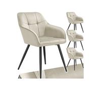 Chaise de salle à manger rembourrée et en velours matelassé Lot de 4 crème/noir